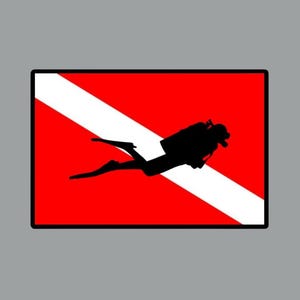 Dive Flag Scuba Fridge Magnet or Laptop Sticker