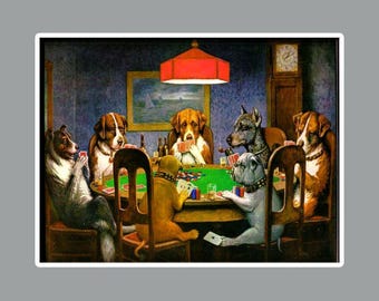 Calamita da frigorifero con cani che giocano a poker