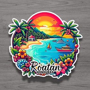 Roatan Honduras Fridge Magnet or Laptop Sticker