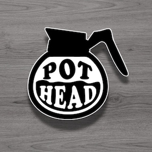 Kaffeekanne Kopf Kühlschrankmagnet oder Laptop Sticker