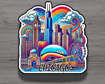 Chicago Illinois Windy City Fridge Magnet or Laptop Sticker