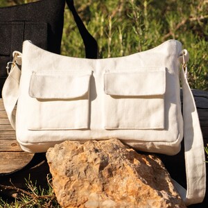 Baguette bag with gusseted pockets, PDF sewing pattern, bag pattern in french and english, A4 and US Letter formats, shoulder bag image 4