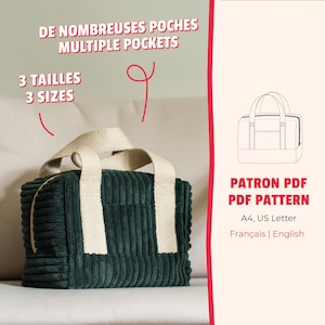 Neceser multibolsillos, patrón de costura en PDF | Francés e inglés | Tamaños A0, A4 y carta (EE. UU.)