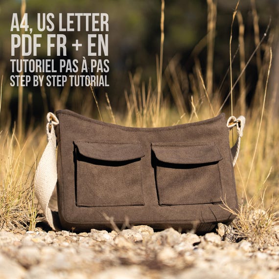 Sac baguette poches à soufflet, patron de couture PDF | français et anglais | formats A4, US letter | sac à bandoulière