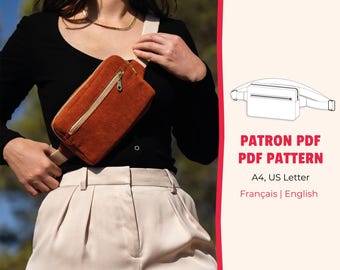 Rectangular fanny pack, PDF sewing pattern | french and english | A4, US Letter formats | crossbody bag