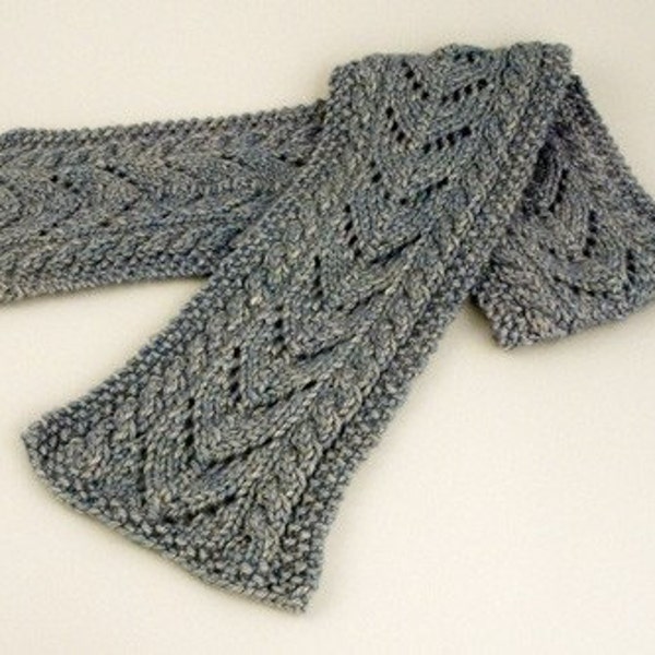 Aran Cable and Lace Scarf Knitting Pattern - PDF