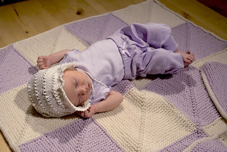 Mitered Square Baby Blanket Knitting Pattern PDF image 1