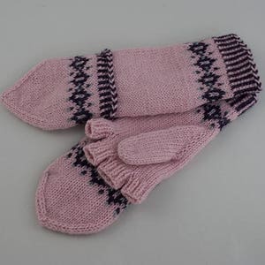 Diamond Band Convertible Mittens Knitting Pattern PDF image 2