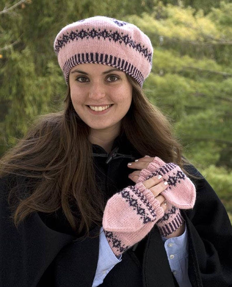 Diamond Band Convertible Mittens Knitting Pattern PDF image 1