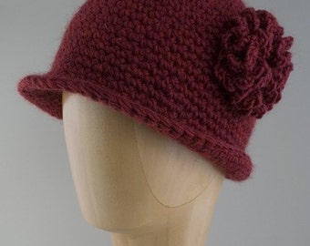 Simple Cloche with Flower Crochet Pattern - PDF