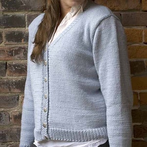 Classic V Neck Cardigan Knitting Pattern - PDF