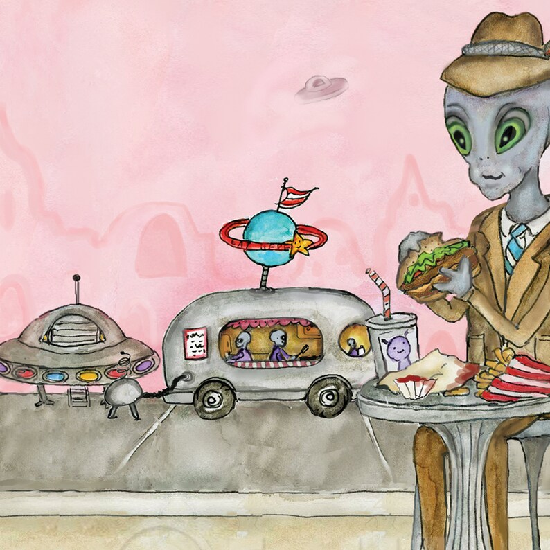 Extraterrestrial Burger and Fries Guy Print image 4