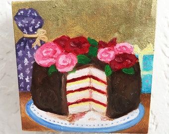Party Zeit Miniatur 3 "x 3" Ölgemälde