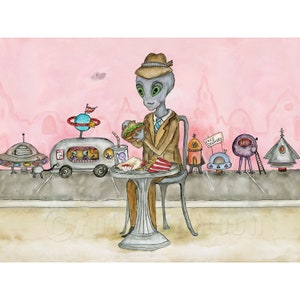 Extraterrestrial Burger and Fries Guy Print image 1