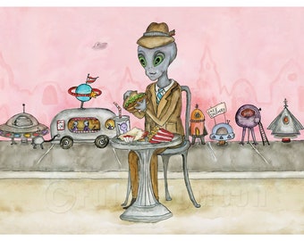 Extraterrestrial Burger and Fries Guy Print