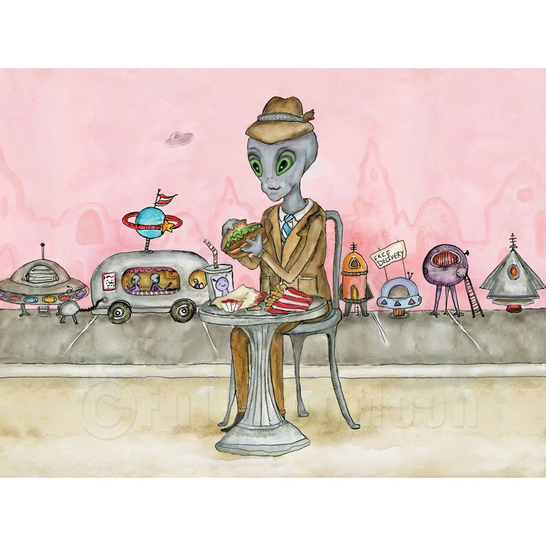 Extraterrestrial Burger and Fries Guy Print image 1