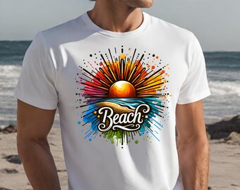 Watercolor Beach Scene PNG: Summer Vacation Clipart (Digital Download)