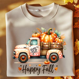 Happy Fall Truck PNG: Vintage Pumpkin Autumn Clipart (Digital Download)