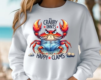 Funny Crab Summer PNG: Beach Clipart Design (Digital Download)