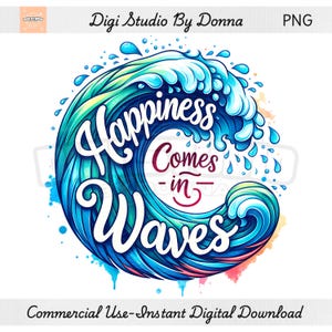 Beach Wave PNG: Summer Clipart, T-Shirt Design (Digital Download)