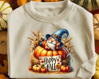 Gnome d'automne PNG : clipart automne citrouille (téléchargement numérique 3600 x 3600 px, 300 ppp)