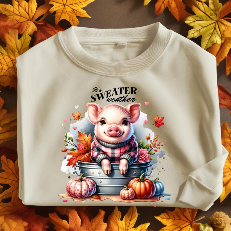 Fall Pig Clipart: Autumn PNG Designs for Sublimation (digital Download ...