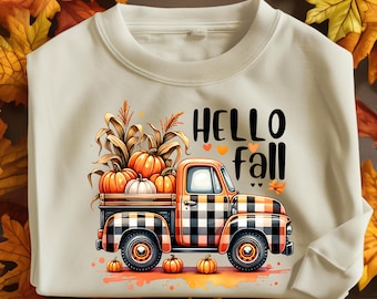 Autumn Truck PNG: Fall Pumpkin Design (Digital Download