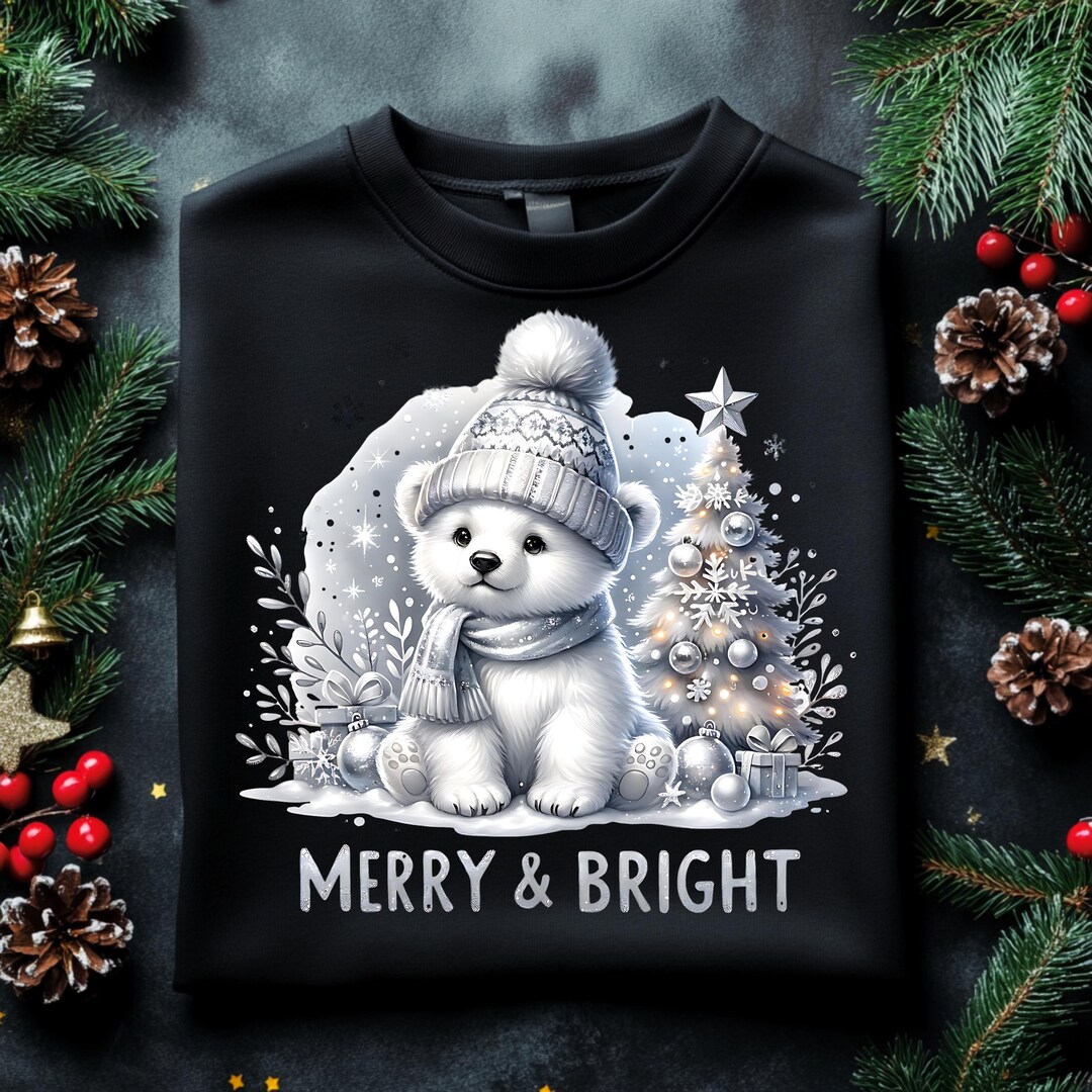 Christmas Polar Bear PNG, Winter Sublimation Design (digital Download ...