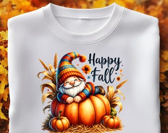 Happy Fall Gnome PNG : Clipart citrouille d'automne (téléchargement numérique
