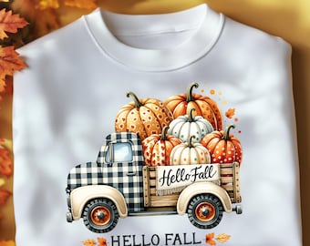 Fall Truck PNG: Pumpkins & Autumn Harvest (Digital Download)
