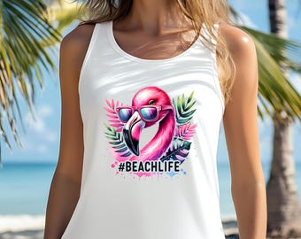 Beach Flamingo PNG: Summer T-Shirt Design (Digital Download)