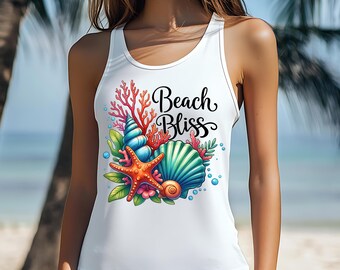 Beach Bliss PNG: Summer Clipart, Sublimation Design (Digital Download)
