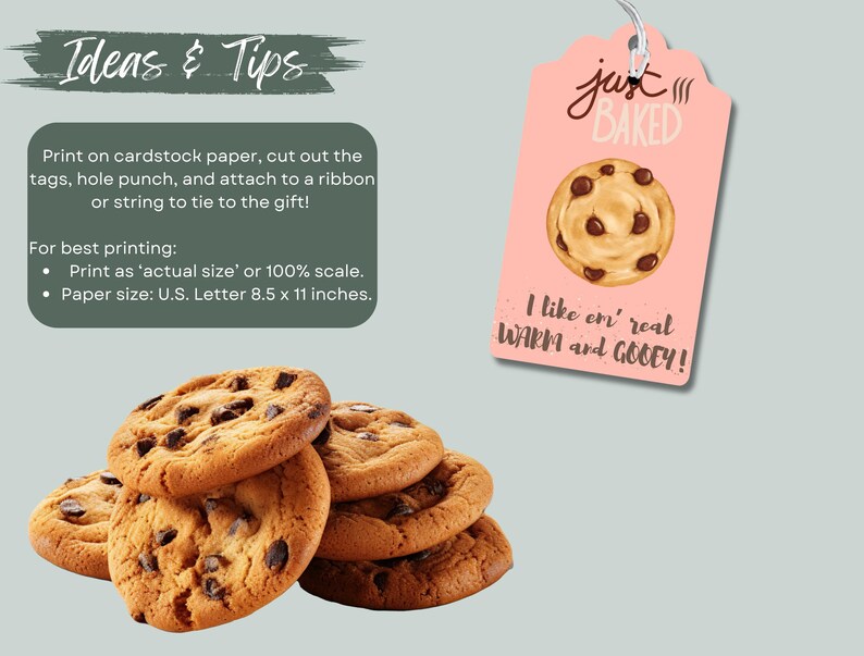 Printable Cookie Gift Tag: Baked With Love Label (digital Download) - Etsy