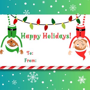Printable Christmas Gift Tag, Christmas Gift Label, Sticker Label, Download, Naughty Elf Gift Tags, Christmas Elf Gift Tags, Kid Christmas