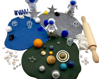 Space Dough Kit Extra-Large (Color Options), Astronaut, Sensory Kit, Busy Box, Kids Gift, Glow in the Dark, Montessori, Activity, Playdough