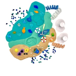 Beach Day XL Playdough Kit, Sea, Sensory Kit, Birthday, Summer, Sensory Busy Box, Gift, Pretend Play, Fish, Montessori, Activity, Water