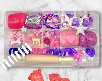 Unicorn Playdough Kit XL, Unicorn Sensory Kit, Busy Box, Kids Gift, Play, Montessori, Activity, Birthday, Playdough, Gift, Girl, Girly