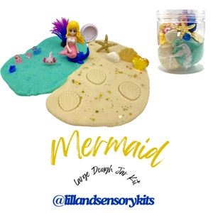Mermaid Large Play Dough Jar Kit, Mermaid Sensory Kit, Party Favor, Sea, Busy Box, Kids Gift, Pretend Play, Montessori, Activity, Easter