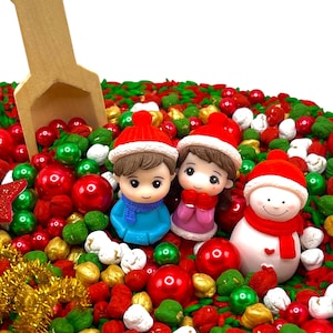 Festive Christmas Holiday Sensory Bin, BIN INCLUDED, Filler, Sensory Kit, Montessori, Winter, Imaginative Play, Pasta, Chickpea, Activity