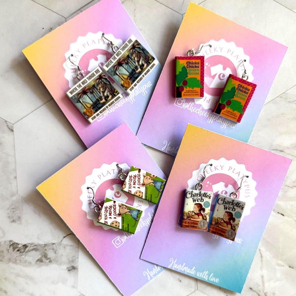 Miniature Children's Book earrings-- great gift for book lovers- great gift for teachers