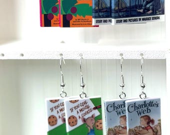 Miniature Children's Book earrings-- great gift for book lovers- great gift for teachers