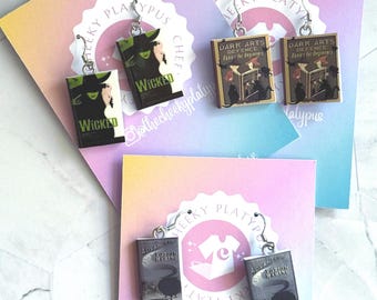 Miniature Witchy/Wizard Book earrings-- great gift for book lovers- great gift for teachers
