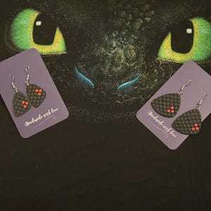 Earrings - Handmade Dragon Inspired Earrings- HTTYD Toothless, Thoughtful Gift for Her - Free Uk Delivery