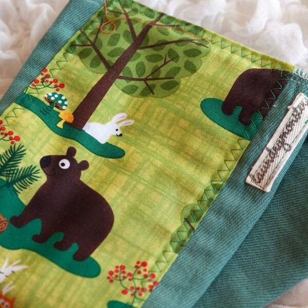 fun in the forest green hand dyed burp cloth