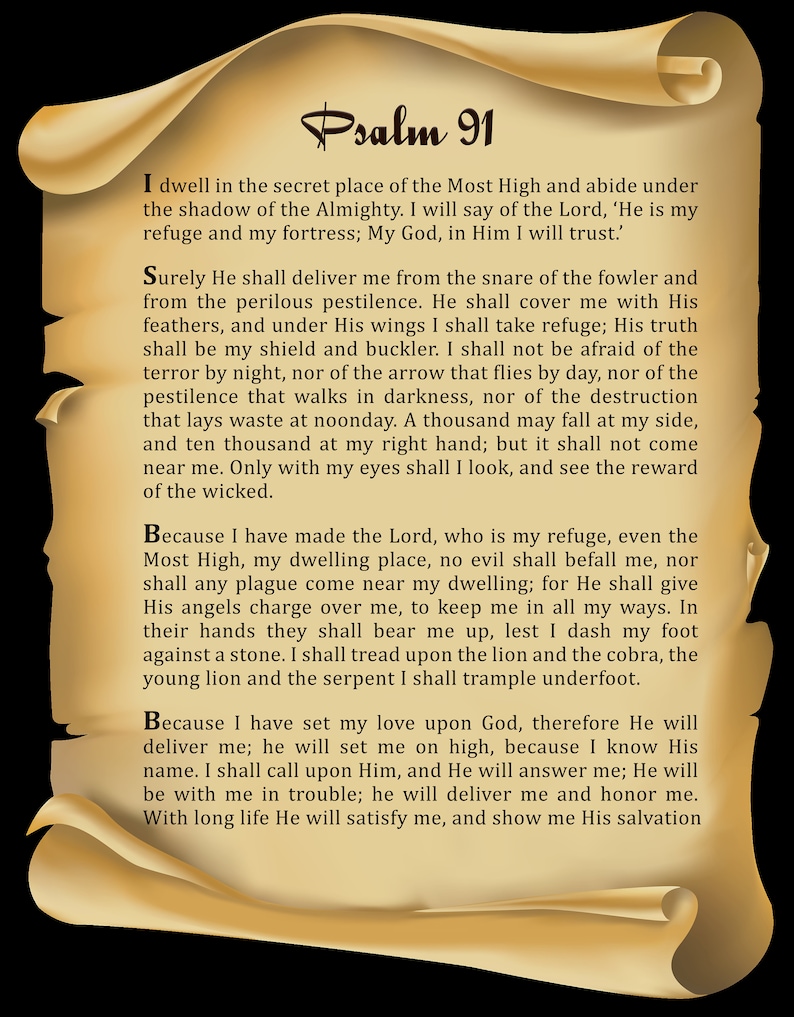 Pslam Font HD Premium Quality Psalm 91 Digital Product. Customizable Options Are ...