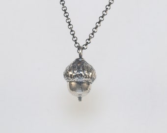 Individually Cast Sterling Silver Acorn Pendant Necklace - Nature Lover Gift - Up North Style