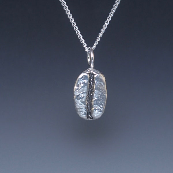 Individually Cast Sterling Silver Coffee Bean Pendant - OOAK - Caffeinated Gift!