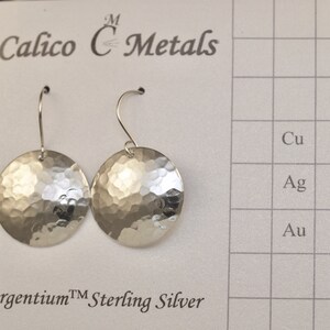 Hammered Argentium Sterling Silver Disc Earrings Large 7/8 Minimalist Earrings Disco Ball Earrings Domed Silver Disc Earrings image 4