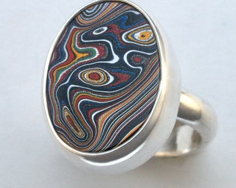 Sterling Silver Fordite Ring - Made to Order - Michigan Stone - Perfect for Car Enthusiasts - A Piece of Automotive History!