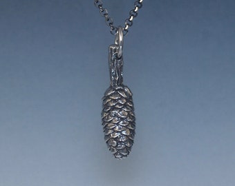 Individually Cast Sterling Silver Pine Cone Pendant Necklace - Nature Lover Gift - Up North Style